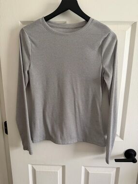 a new day Silver Metallic Ribbed Long Sleeve Top